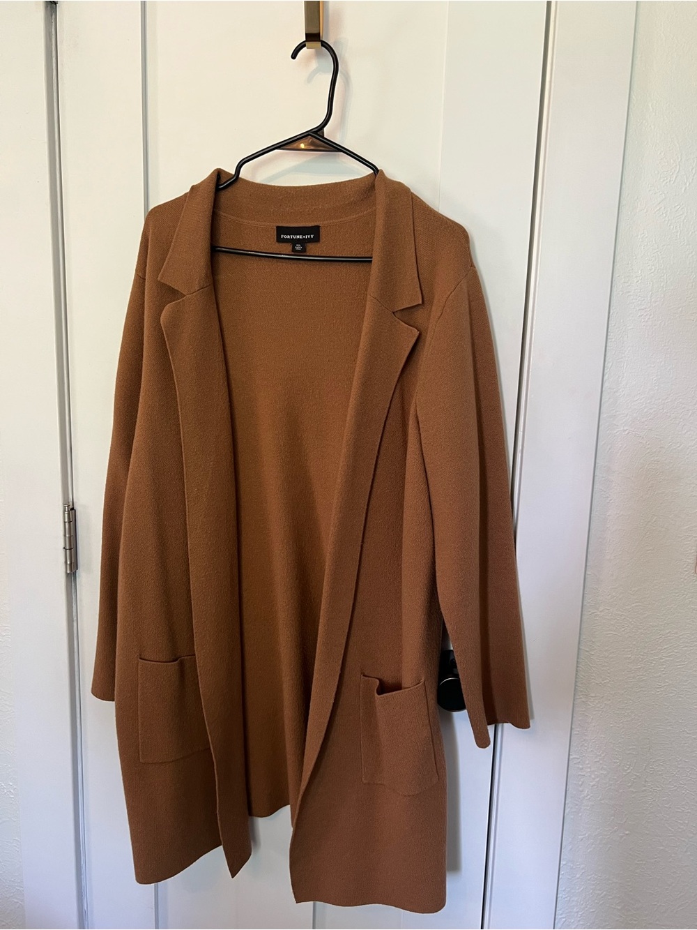 Stitch Fix Fortune + Ivy Women's Camel Naji Open-Front Blazer Jacket Coatigan - Picture 2 of 10